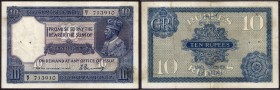 Ten Rupees Bank Note of King George V Signed by H Denning of 1925.