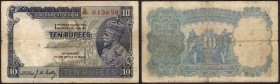 Ten Rupees Bank Note of King George V Signed by J W Kelly of 1933.