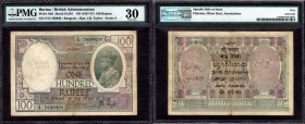 One Hundred Rupees Bank Note of King George V Signed by J B Taylor of 1928 of Rangoon Circle.