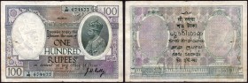 One Hundred Rupees Bank Note of King George V Signed by J W Kelly of 1928 of Madras Circle.