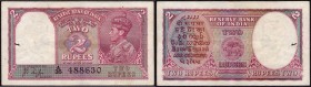 Two Rupees Bank Note of King George VI Signed by J B Taylor of 1943.