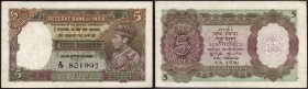 Five Rupees Bank Note of King George VI Signed by J B Taylor of 1938.