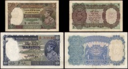 Five Rupees and Ten Rupees Bank Note of  King George VI of British India.