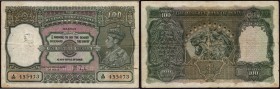 One Hundred Rupees Bank Note of King George VI Signed by J B Taylor of 1938 of Madras Circle.