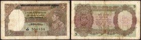 Five Rupees Bank Note of King George VI Signed by J B Taylor of 1945 of Burma Issue.