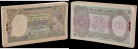 Bundle of Five Rupees Bank Notes of King George VI Signed by C D Deshmukh of Burma Issue.