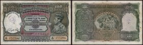 One Hundred Rupees Bank Note of King George VI Signed by C.D.Deshmukh of 1948 of Karachi Circle of Pakistan Issue.