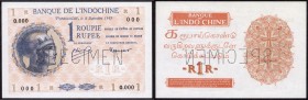 Specimen One Roupie Bank Note of French India.
