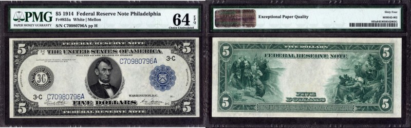 U.S.A.
USA, Federal Reserve Note, 5 Dollars, Philadelphia, 1914, S. No. C709807...