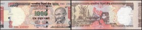 Error One Thousand Rupees Bank Note Signed by D Subbarao of Republic India of 2009.