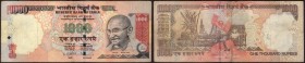 Error One Thousand Rupees Bank Note Signed by D Subbarao of Republic India of 2011.
