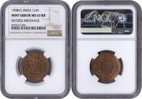Error Bronze One Quarter Anna Coin of King Edward VII of Calcutta Mint of 1908.