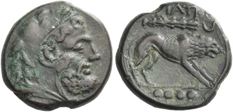Teate. Quadrunx circa 225-200 BC, Æ 11.58 g. Head of Hercules r., wearing lion’s...