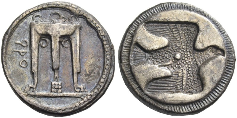 Croton. Nomos circa 480-430 BC, AR 7.06 g. Tripod. Rev. Incuse eagle. SNG ANS 28...