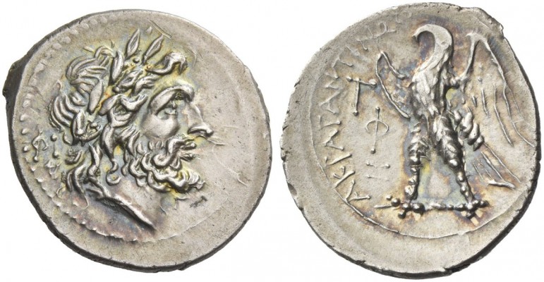 Agrigentum. Drachm circa 213-211, AR 2.72 g. Laureate head of Zeus r. Rev. Eagle...