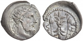 Himera. Trihemibol mid 4th century BC, AR 0.59 g. Diademed head of Kronos r. Rev. Thunderbolt between two ears of barley. Gabrici 116 and pl. VI, 16. ...