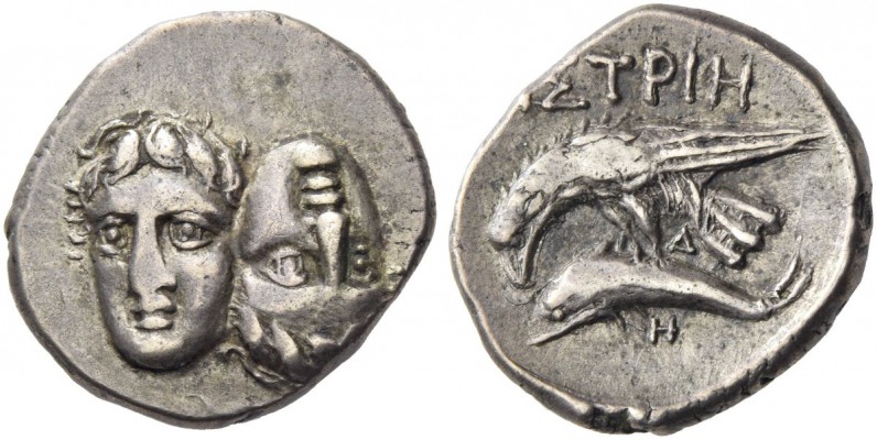 Moesia Inferior, Istrus. Drachm late 5th-early 4th century BC, AR 5.76 g. Two yo...