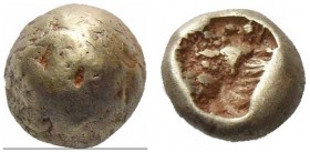 Ionia, Uncertain mint. 1/24 of stater circa 600-550 BC, EL 0.55 g. Pellet in the centre of a smooth globule. Rev. Striated incuse punch. cf. SNG Kayha...