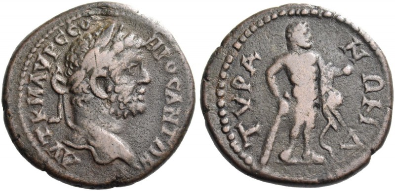 Sarmatia, Tyra. Caracalla, 198-217. Bronze circa 198-217, Æ 8.59 g. AVT K M AV P...