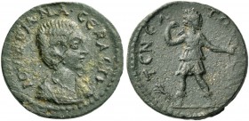 Tenea. Julia Domna, wife of Septimius Severus. Assarion, circa 193-211, Æ 6.06 g. IOV ΔOMNA CEBASTV Draped bust r. Rev. TENEA – TΩ[N] Artemis standing...