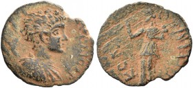 Messenia, Colone. Geta caesar, 198-209. Assarion circa 198-205, Æ 4.26 g. […..] Bareheaded and draped bust r. Rev. KOΛ – OΛIT[ΩN] Draped female figure...