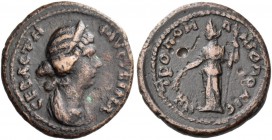 Paphlagonia, Pompeiolois. Faustina II, wife of Marcus Aurelius. Bronze circa 161-175, Æ 9.24 g. ΦΑVСΤΕΙΝΑ СΕΒΑСΤΗ Draped bust r., wearing stephane. Re...