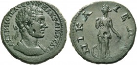 Nicaea. Macrinus, 217-218. Bronze circa 217-218, Æ 12.26 g. Laureate and draped bust r. Rev. Nemesis standing facing, head l. Recueil Général 548. SNG...