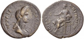 Smyrna. Julia Titi, daughter of Titus. Bronze, L. Mestrius Florus proconsul circa 88-89, Æ 5.63 g. IOVΛIA – CEBACTE Draped bust r. Rev. EΠI ΦΛOPOY ANΘ...