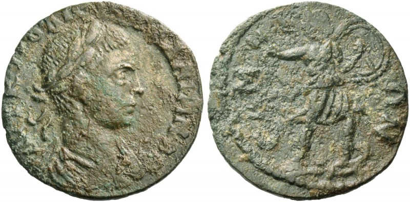 Samos. Bronze circa 253-268, Æ 7.15 g. AVT K ΠO ΛIKIN ΓAΛΛIHNOC Laureate, draped...