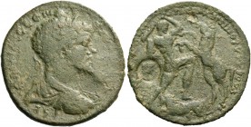 Alinda. Septimius Severus, 193-211. Bronze circa 193-211, Æ 29.55 g. AY KAI Λ CE CEYH – [PHPOC PEPT C] – SE Laureate, draped and cuirassed bust r. Rev...