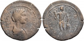 Alinda. Plautilla, wife of Caracalla. Bronze circa 198-217, Æ 11.66 g. NEA ΘEA HPA – ΠΛAVTIΛΛA Bust r. Rev. [A]PX MOYΛOVΛI – AΔOVAΛINΔEΩN Heracles nak...
