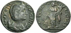 Aphrodisias. Salonina, wife of Gallienus. Bronze circa 253-268, Æ 5.55 g. IOVKOPN CA – ΛΩNINA Bust r., wearing stephane; behind, crescent. Rev. AΦΡOΔI...