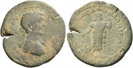 Ceramus. Caracalla, 198-217. Bronze circa 198-217, Æ 19.40 g. [...]AYP – […] Laureate, draped and cuirassed bust r. Rev. […]KΛHC AΠOΛΛΩN ARΓ[…] Zeus s...