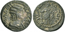 Heraclea Salbacea. Julia Domna, wife of Septimius Severus. Bronze circa 193-211, Æ 7.73 g. IOVΔOM – NACE BC Draped bust r. Rev. HP – A KΛ – EΩTΩN Tych...