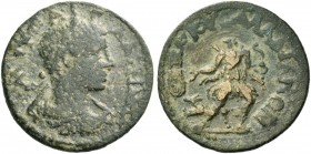 Daldis. Gallienus, 253-268. Bronze circa 253-268, Æ 5.94 g. AVT KΠΛI – ΓAΛΛIHNOC Laureate and draped bust r. Rev. EΠ ΠEIOV ΔAΛΔIANΩN Artemis running.,...