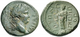 Hypaepa. Nero, 54-68. Bronze, Gaius Julius Hegesippos, grammateus circa 66-68, Æ 6.13 g. NEPΩN – KAICAP Laureate head r. Rev. VΠAI IOV ΓP / HΓHCIΠΠ – ...