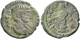 Nicaea-Cilbiani. Bronze circa 198-209, Æ 4.48 g. L CEΠ ΓETAC KAI Bare-headed and draped bust r. Rev. NEIKAEΩN – KIΛBIANΩN Tyche standing l., wearing C...