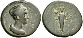Hyrgaleis. Faustina I, wife of Antoninus Pius. Bronze, Apollodotos, archon and strategos circa 138-141, Æ 5.06 g. [ΦΑVСΤEΙΝΑ СE]ΒΑСΤΗ Draped bust r. R...