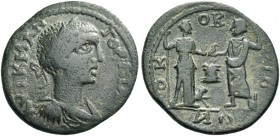 Ococleia. Gordian III, 238-244. Bronze circa 238-244, Æ 8.84 g. AVT K M AN – ΓOPΔIA[NOC] Laureate, draped and cuirassed bust r. Rev. OK – OK – ΛIE – Ω...