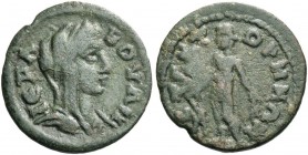Stectorium. Pseudo-autonomous issues. Bronze circa 3rd century, Æ 4.34 g. IEPA BOVΛH Veiled bust of Senate r. Rev CTEKTO – PHNΩN Athlete (or god) stan...