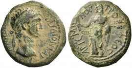 Synnada. Claudius, 41-54. Bronze, Artemon, tropheus and high priest circa 41-54, Æ 3.33 g. Kƒ©AYƒ¢ION KAICAPA CYNNAƒ¢IC Laureate head r. Rev. Eƒ®I APT...