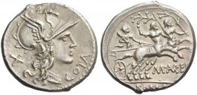 M. Aurelius Cotta. Denarius 140, AR 3.99 g. Helmeted head of Roma r. with pendant necklace; behind, X and before, COTA. Rev. Hercules in biga of centa...