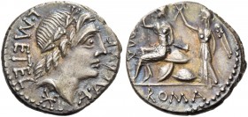 C. Publicius Malleolus, A. Postumius Sp. f. Albinus and L. Metellus. Denarius 96 (?), AR 4.00 g. L·METEL – A·ALB S F Laureate head of Apollo r.; below...