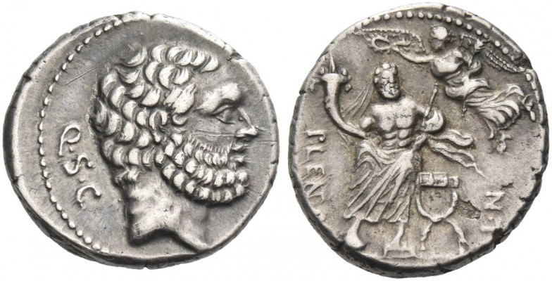 P. Cornelius Lentulus Spinther. Denarius 74, AR 3.94 g. Bearded head of Hercules...