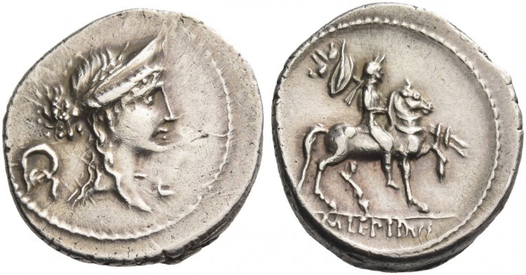 M. Aemilius Lepidus. Denarius 61, AR 3.88 g. Laureate and diademed female head r...