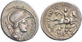 P. Fonteius P. f. Capito. Denarius 55, AR 3.70 g. P· – FONTEIVS·P·F – [CAPIT]O·III·VIR Helmeted and draped bust of Mars r., with trophy over shoulder....