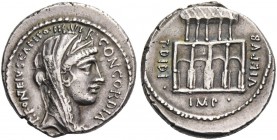 P. Fonteius P. f. Capito. Denarius 55, AR 3.89 g. P·FONTEIVS·CAPITO·III·VIR CONCORDIA Diademed and draped head of Concordia r. Rev. T·DIDI· – VIL·PVB ...