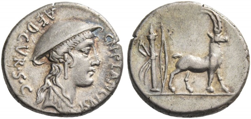 Cn. Plancius. Denarius 55, AR 4.01 g. CN·PLANCIVS – AED·CVR·S·C Female head r., ...