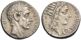 C. Coelius Caldus. Denarius 51, AR 3.76 g. C·COEL·CALDVS Head of C. Coelius Caldus r.; below, [COS] and, behind, tablet inscribed L·D. Rev. CALDVS·III...