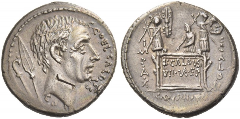 C. Coelius Caldus. Denarius 51, AR 4.01 g. Head of C. Coelius Caldus r.; before,...